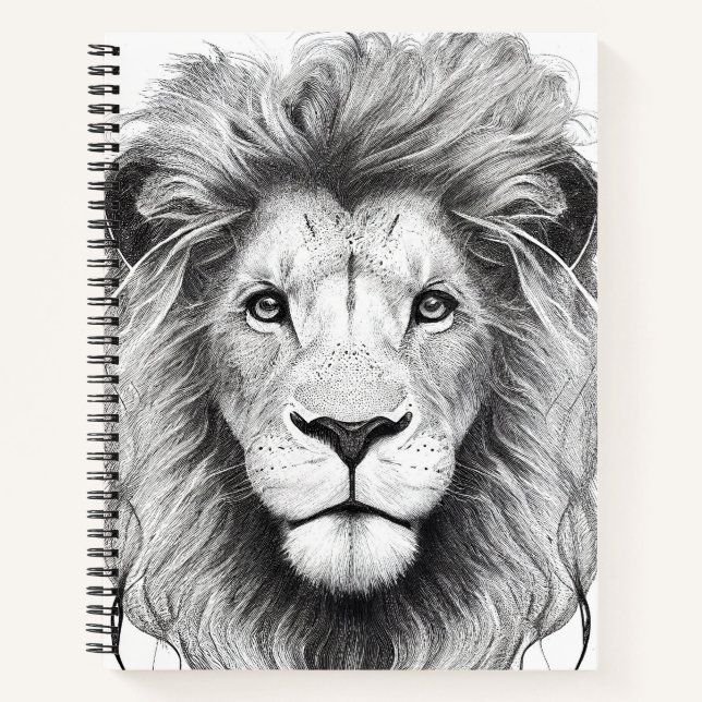 Lion Wild Nature Animal Illustration Art Drawing Notebook (Front)