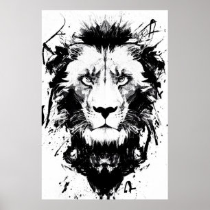 Lion Wild Nature Free Spirit Art Brush Painting Poster