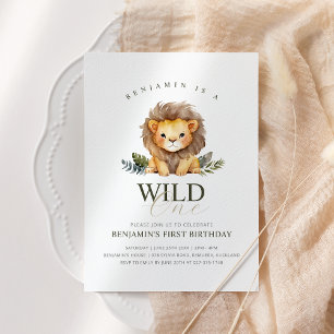 Lion Wild One Birthday Invitation