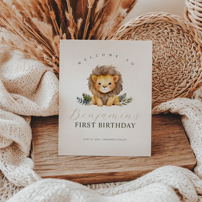 Lion Wild One Birthday Welcome Sign (Creator Uploaded)