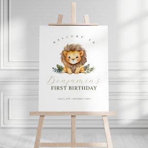 Lion Wild One Birthday Welcome Sign