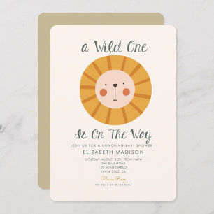Lion Wild one is on the Way Baby Shower Invitation