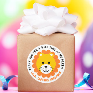 Lion Wild One Jungle Safari Animal Kids Birthday Classic Round Sticker
