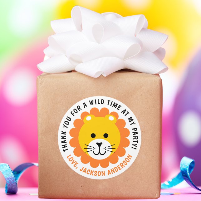 Lion Wild One Jungle Safari Animal Kids Birthday  Classic Round Sticker (Creator Uploaded)