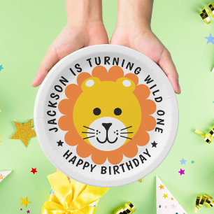 Lion Wild One Jungle Safari Animal Kids Birthday Paper Plate
