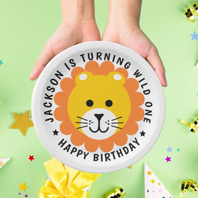 Lion Wild One Jungle Safari Animal Kids Birthday  Paper Plate (Creator Uploaded)
