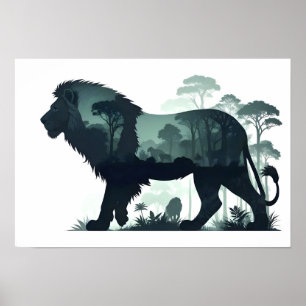 Lion Wildlife Animal Nature Environment Jungle Art Poster