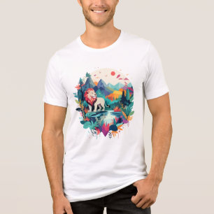 Lion Wildlife Animal Nature Outdoors Watercolor Tri-Blend Shirt