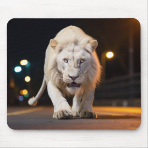 Lion Wildlife Animal On Street Outdoors Mouse Mat