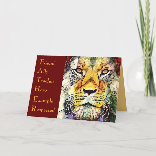 Lion Wildlife Art Father Acronym Fathers Day Card (Front)
