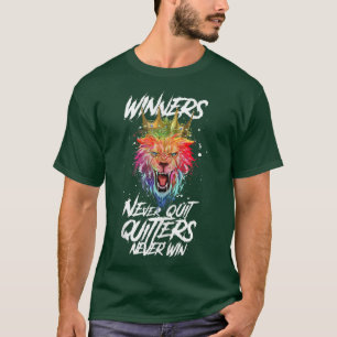 Lion Winners Never Quit Beast King Workout Motiva T-Shirt