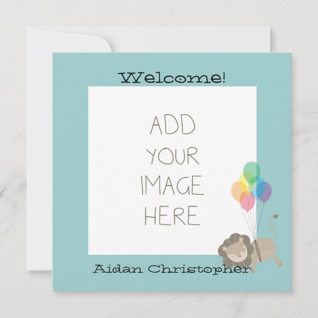 Lion with Balloons Announcement (Front)