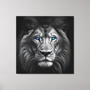 Lion with Blue Eyes  Canvas Print