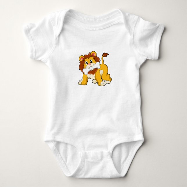 Lion with Bone Baby Bodysuit (Front)