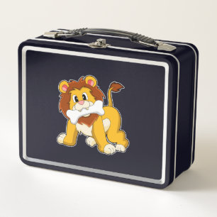 Lion with Bone Metal Lunch Box