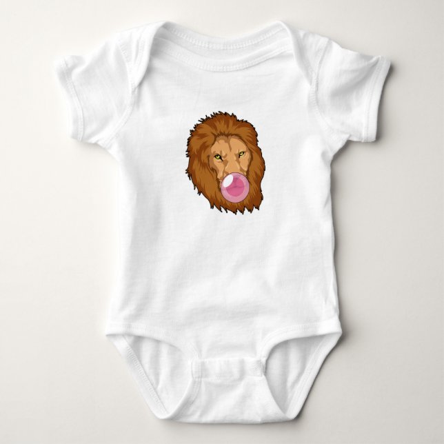 Lion with Bubble gum Baby Bodysuit (Front)