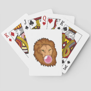 Lion with Bubble gum Playing Cards