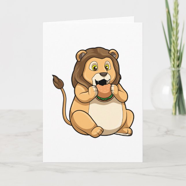 Lion with Burger Card (Front)