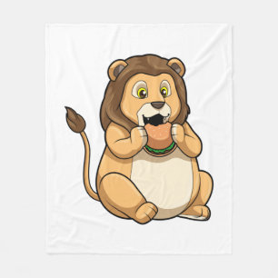 Lion with Burger Fleece Blanket