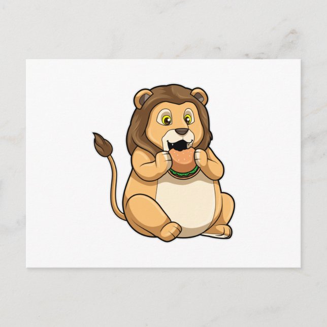 Lion with Burger Postcard (Front)