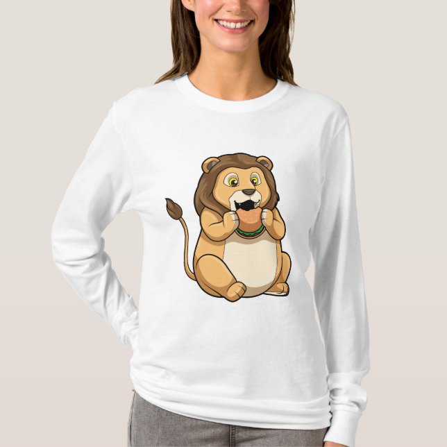 Lion with Burger T-Shirt (Front)