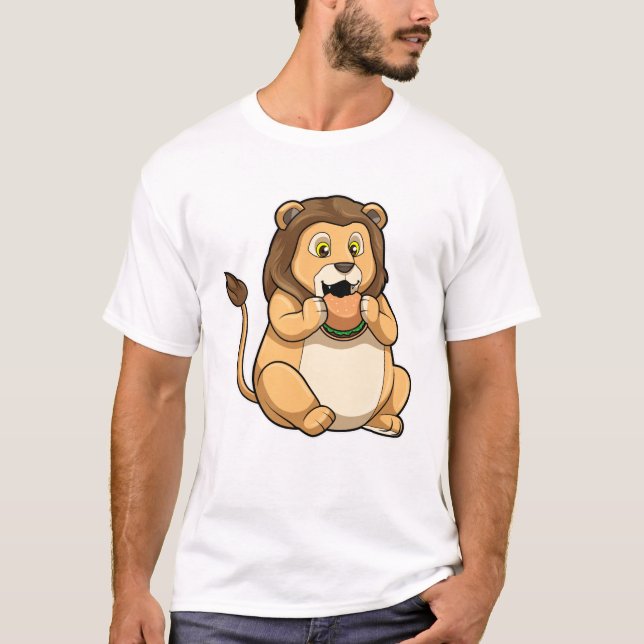 Lion with Burger T-Shirt (Front)