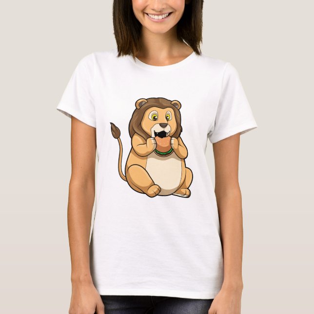 Lion with Burger T-Shirt (Front)