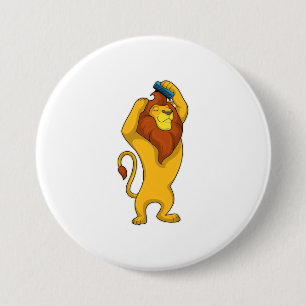 Lion with Comb 7.5 Cm Round Badge