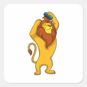 Lion with Comb Square Sticker