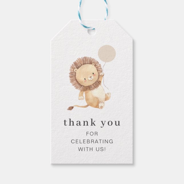 Lion with Cream Balloon Gift Tag (Front)