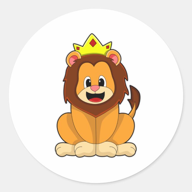 Lion with Crown Classic Round Sticker (Front)