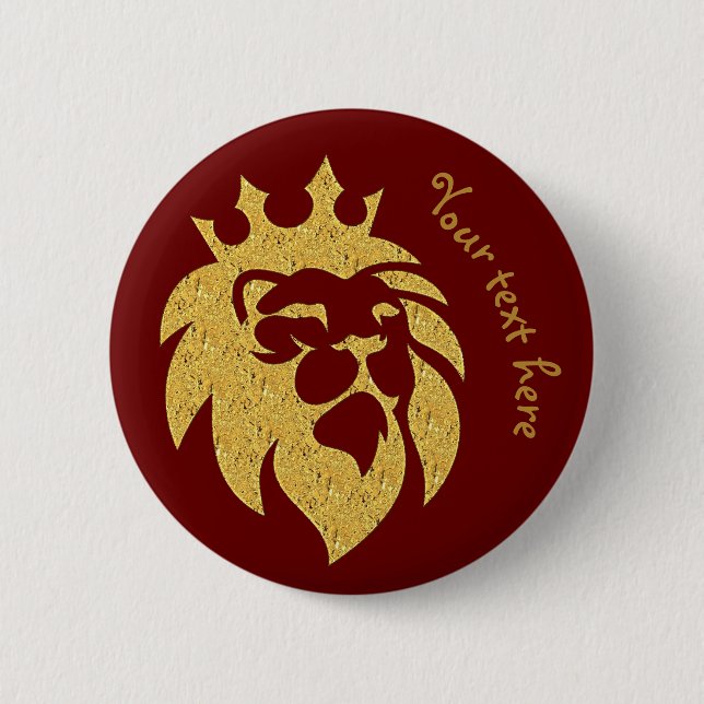Lion With Crown - Gold Style 1 6 Cm Round Badge (Front)