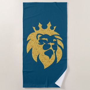 Lion With Crown - Gold Style 1 Beach Towel