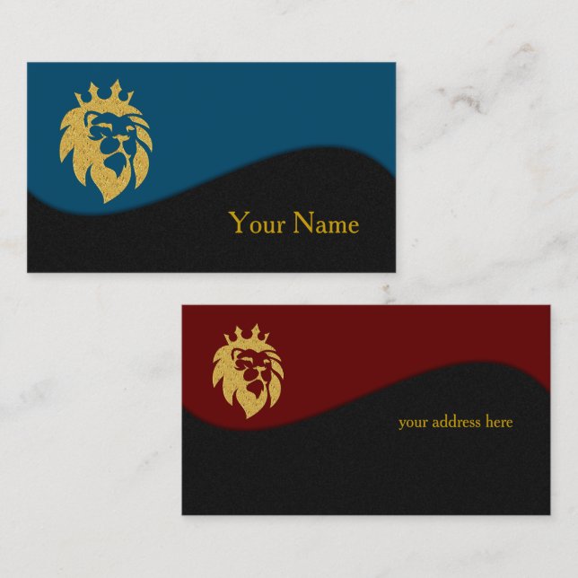 Lion With Crown - Gold Style 1 Business Card (Front/Back)
