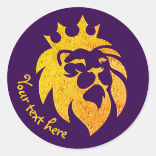 Lion With Crown - Gold Style 1 Classic Round Sticker