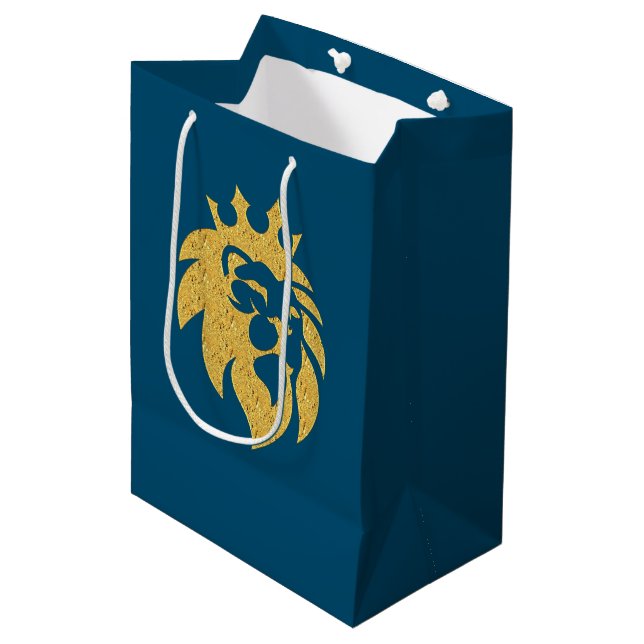 Lion With Crown - Gold Style 1 Medium Gift Bag (Front Angled)