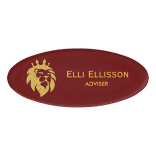 Lion With Crown - Gold Style 1 Name Tag