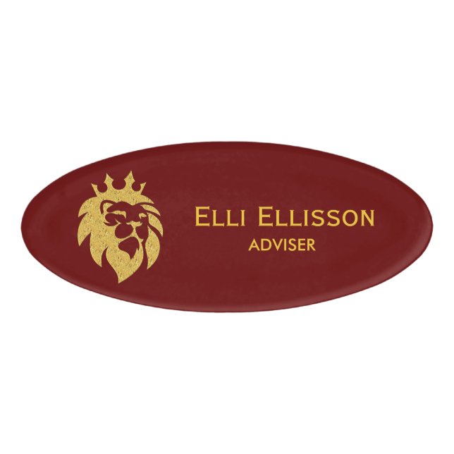 Lion With Crown - Gold Style 1 Name Tag (Front)