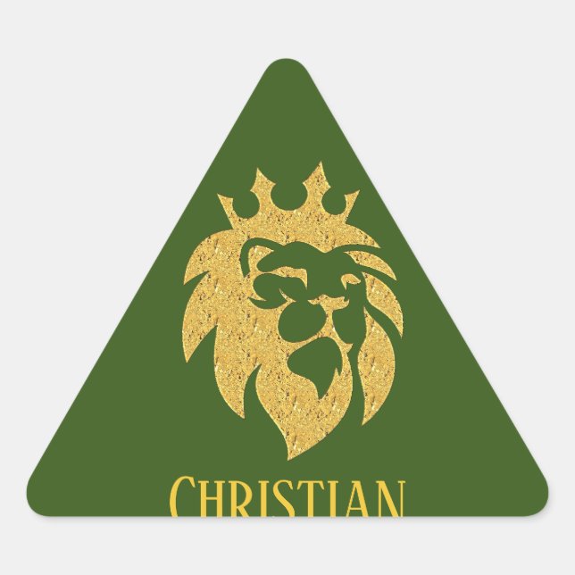 Lion With Crown - Gold Style 1 Triangle Sticker (Front)