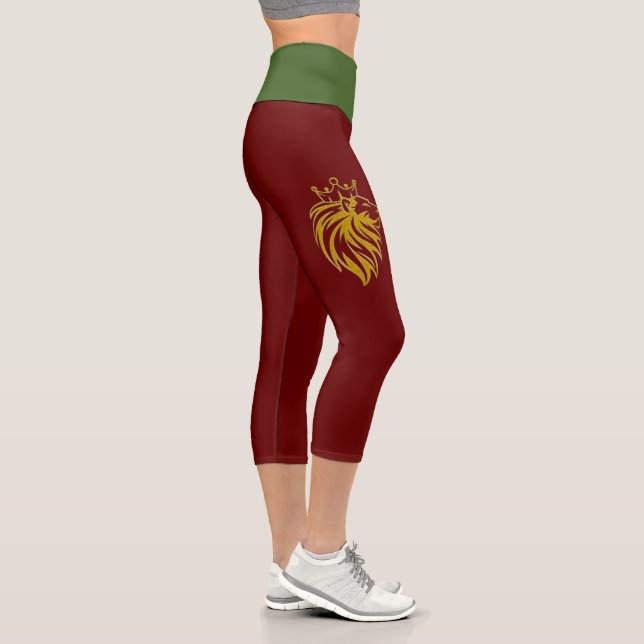 Lion With Crown - Gold Style 2 Capri Leggings (Right)