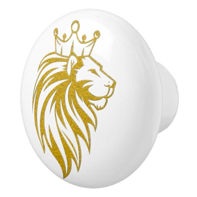 Lion With Crown - Gold Style 2 Ceramic Knob (Right)