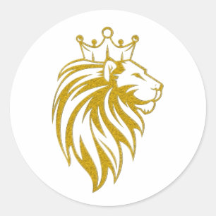 Lion With Crown - Gold Style 2 Classic Round Sticker