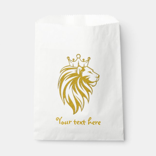 Lion With Crown - Gold Style 2 Favour Bags (Front)