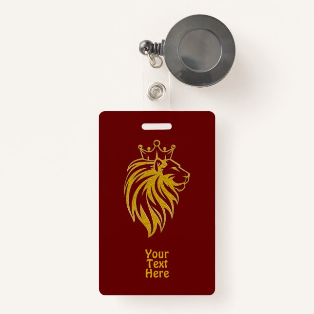 Lion With Crown - Gold Style 2 ID Badge (Front with Retractable)