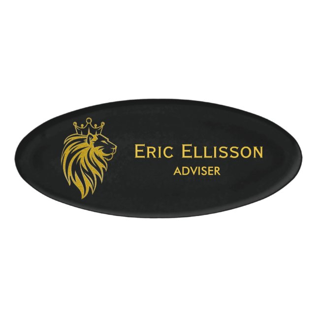 Lion With Crown - Gold Style 2 Name Tag (Front)
