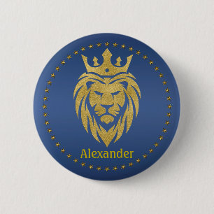Lion With Crown - Gold Style 3 6 Cm Round Badge
