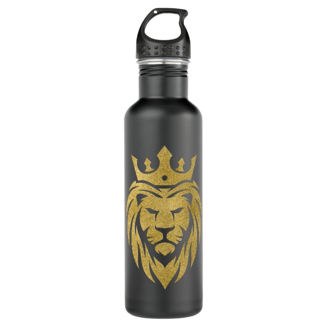 Lion With Crown - Gold Style 3 710 Ml Water Bottle (Front)