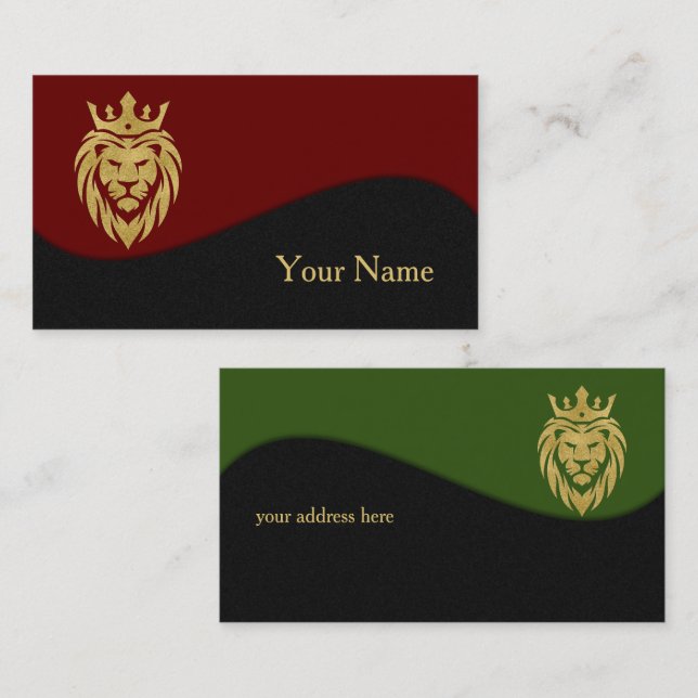 Lion With Crown - Gold Style 3 Business Card (Front/Back)