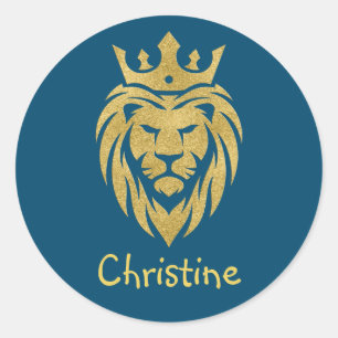 Lion With Crown - Gold Style 3 Classic Round Sticker