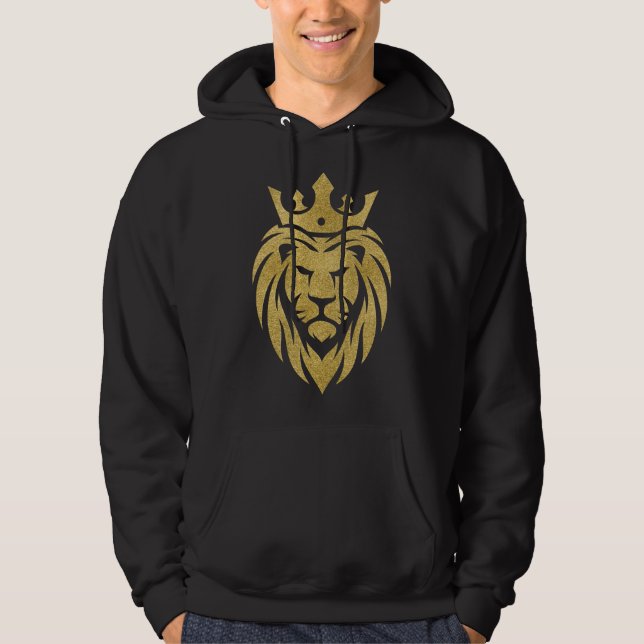 Lion With Crown - Gold Style 3 Hoodie (Front)